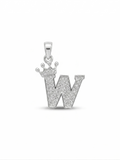 Sterling Silver Crown Initial "W" Pendant