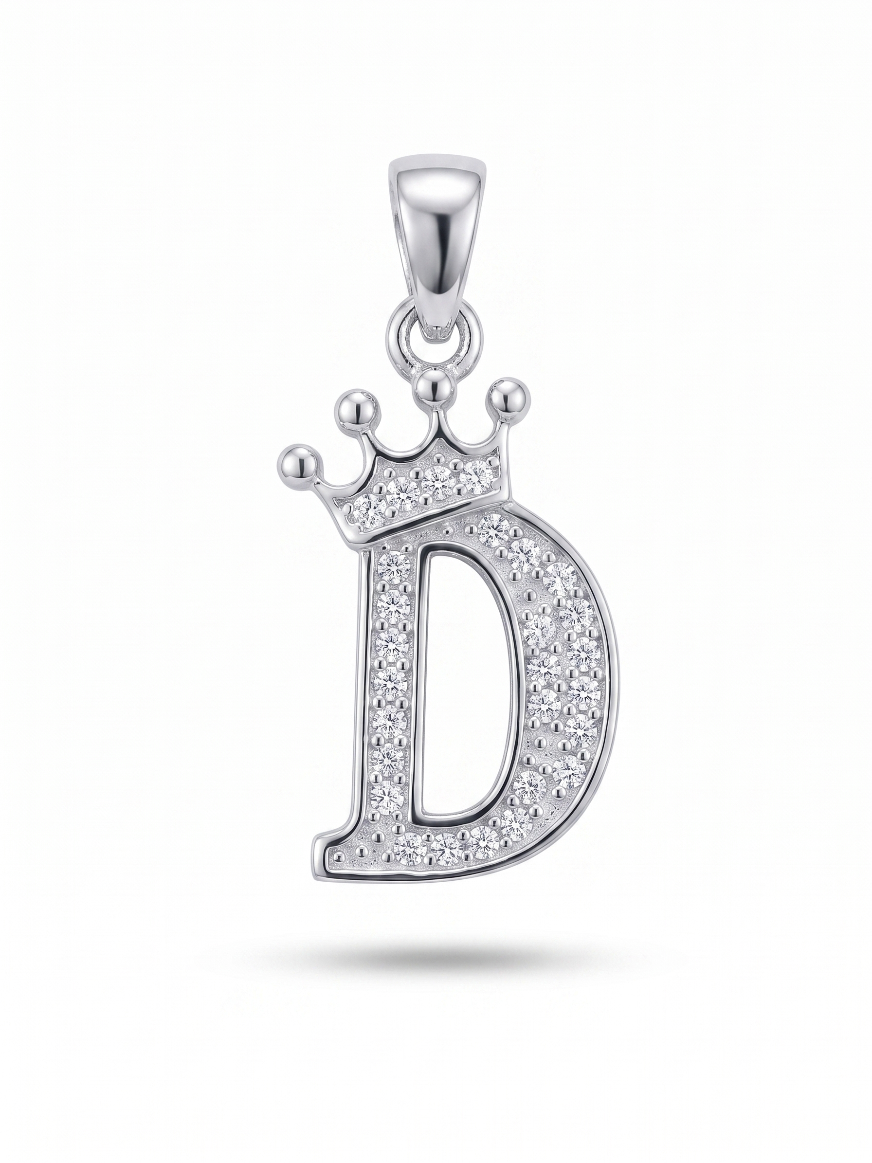 Sterling Silver Crown Initial "D" Pendant